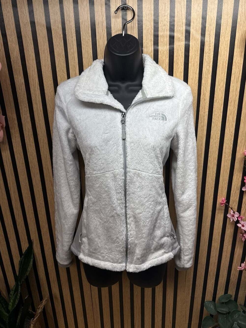 The North Face Women's Osito Hybrid Full Zip Fleece Jacket White/Grey